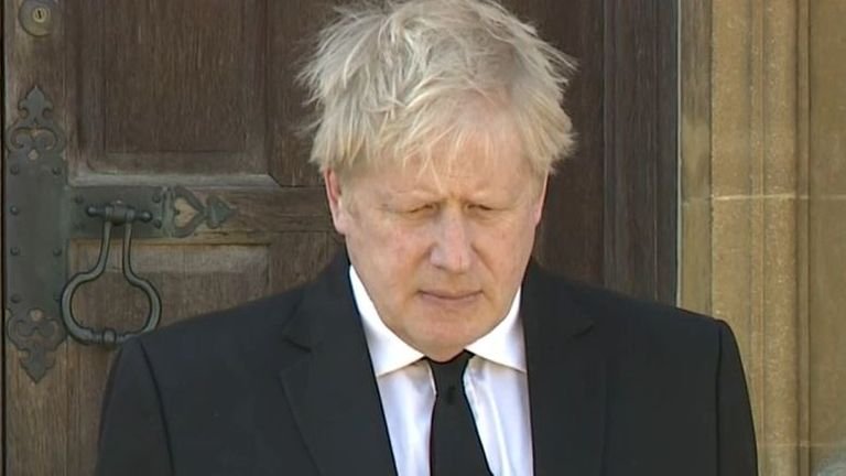 Boris Johnson observes silence for Duke of Edinburgh's funeral