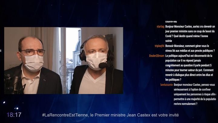 Screenshot of the chat with Samuel Etienne and Jean Castex on Twitch. & Nbsp; (Twitch.)