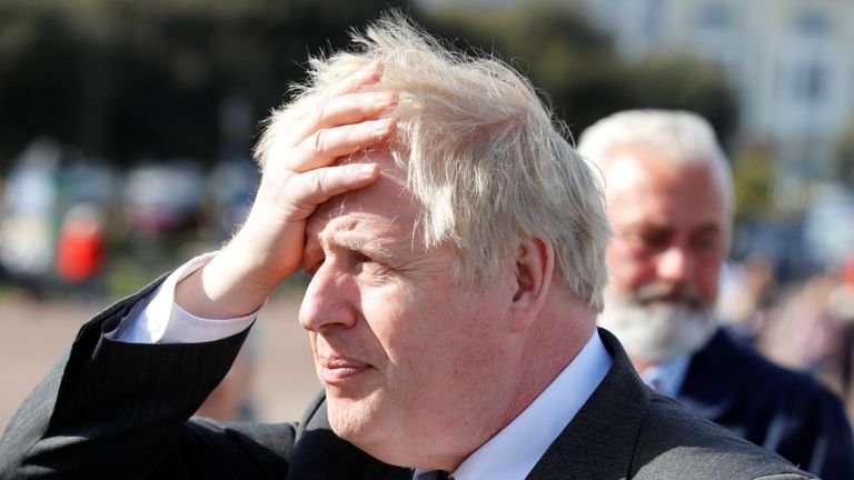 Prime Minister Boris Johnson during his visit to Llandudno in Wales.  Photo date: Monday, April 26, 2021.