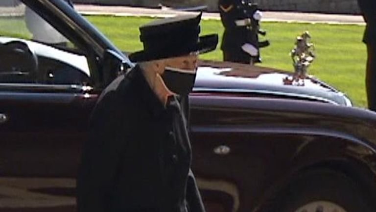 The Queen attending Prince Philip's funeral at St George's Chapel, Windsor Castle
