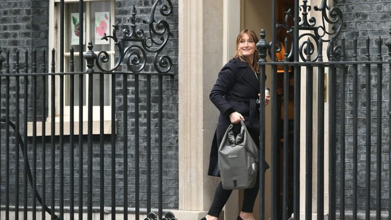 Allegra Stratton, the face of the new daily Downing Street TV news briefs, enters 10 Downing Street, London, the day after Lee Cain announces her resignation as Downing Street communications director and will step down. at the end of the year.