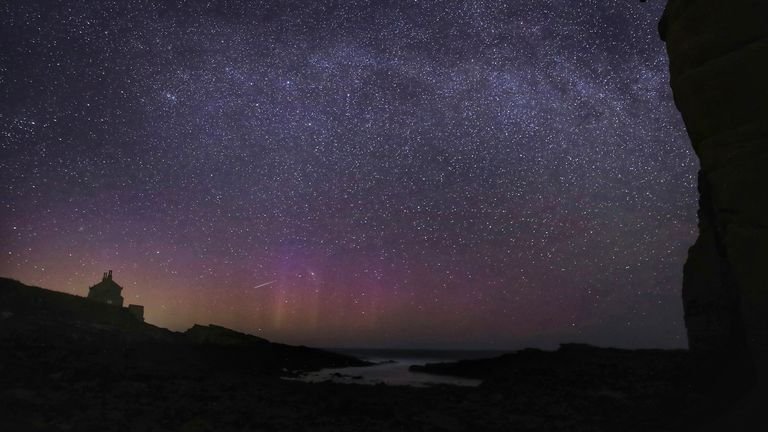 A Lyrid meteor at the Bathhouse near Howick, Northumberland, last year