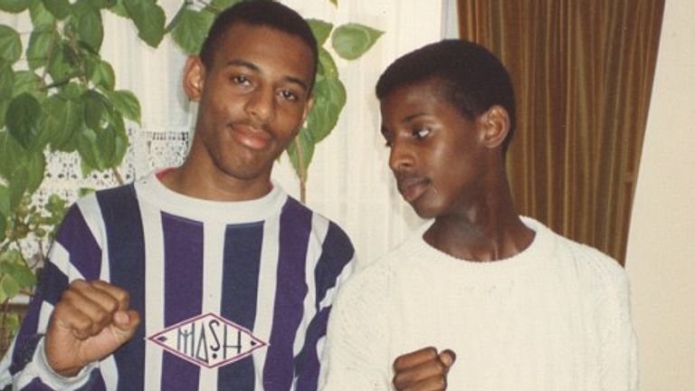 Stephen Lawrence pictured with his brother Stuart