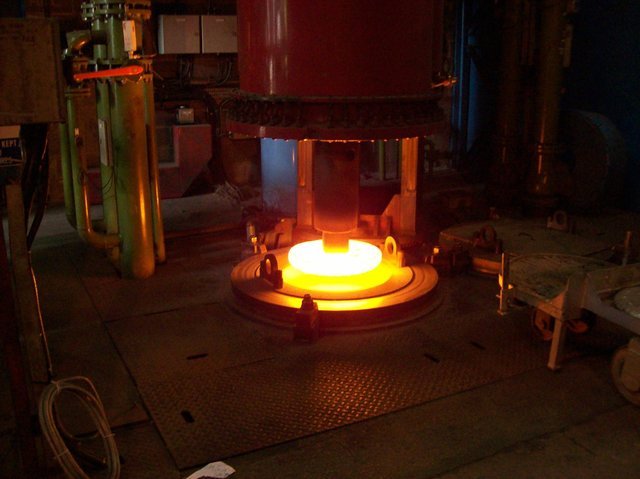 Ingot in Liberty Specialty Steels Stocksbridge's VAR (Vacuum Arc Remelting) furnace.
