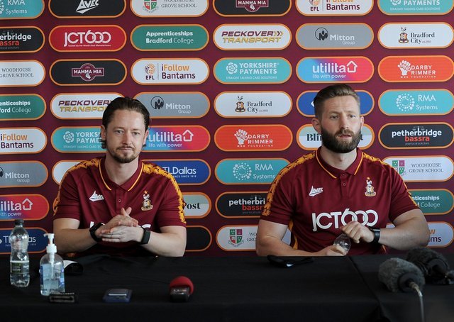Back: Bradford City has fired joint managers Conor Sellars (left) and Mark Trueman.  Photograph by Simon Hulme