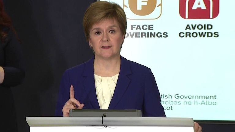 Scottish Prime Minister Nicola Sturgeon announces easing of COVID restrictions. 