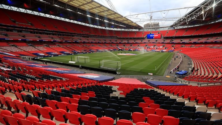 File photo dated 29-06-2020 of general view of empty Wembley stadium.  Issue date: Saturday May 8, 2021.