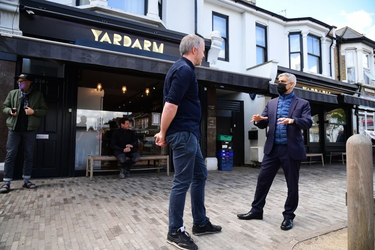 Sadiq Khan spoke with business owners and residents of Waltham Forest today ahead of the election.  Credit: PA