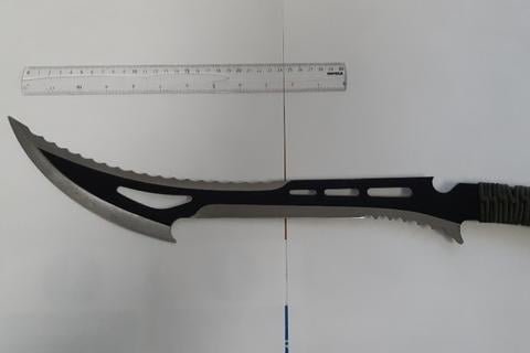 This large curved knife was found in the trunk of a car in Sheffield.