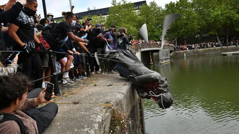 The statue was thrown into the water during the Black Lives Matter protests
