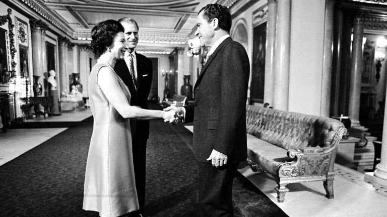 The Queen met Richard Nixon in February 1969 at Buckingham Palace Pic: AP