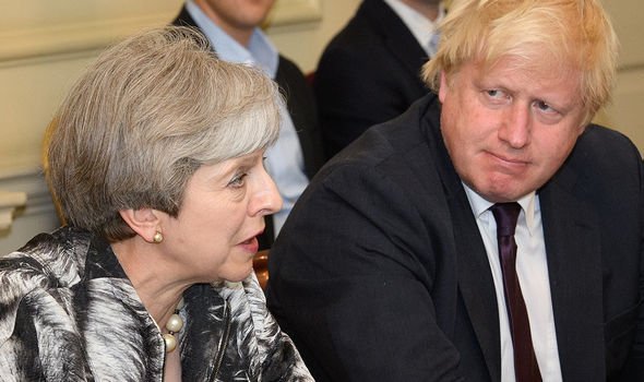 May with his former Foreign Minister Boris Johnson, now Prime Minister