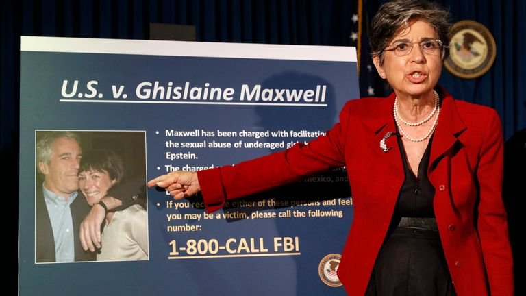 Acting U.S. District Attorney for the Southern District of New York, Audrey Strauss, gave details of the charges against Maxwell at a press conference following his arrest.  Photo: AP