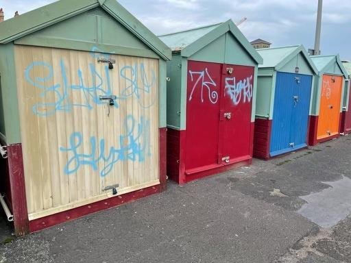L'Argus: vandalism caused to beach huts on the seafront of Hove