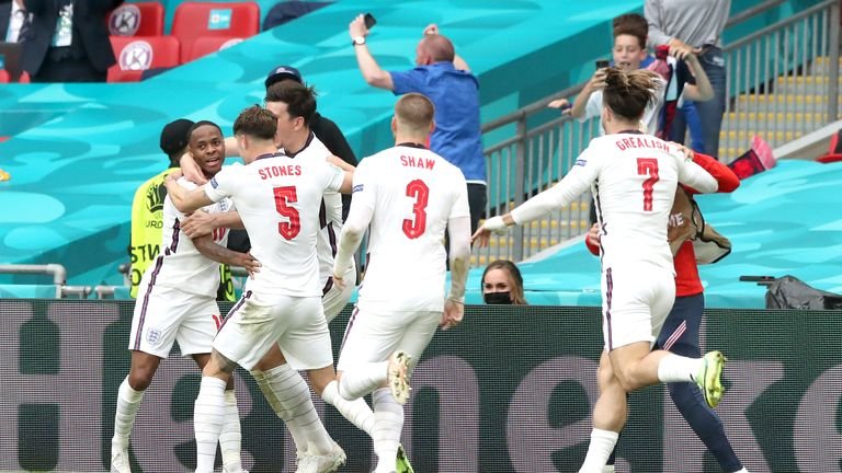 Raheem Sterling scored his third Euro 2020 goal, putting England in the lead