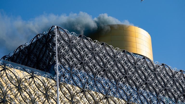 Smoke released by Birmingham Library to represent oxides of nitrogen saved by CAZ