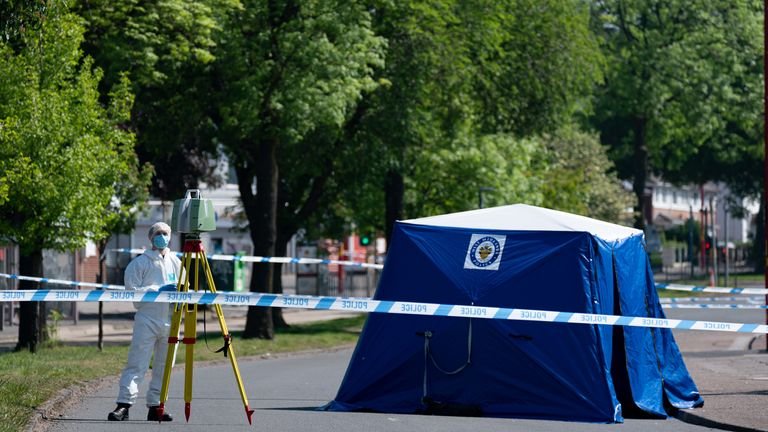 Forensic officers attended the scene a day after the stabbing