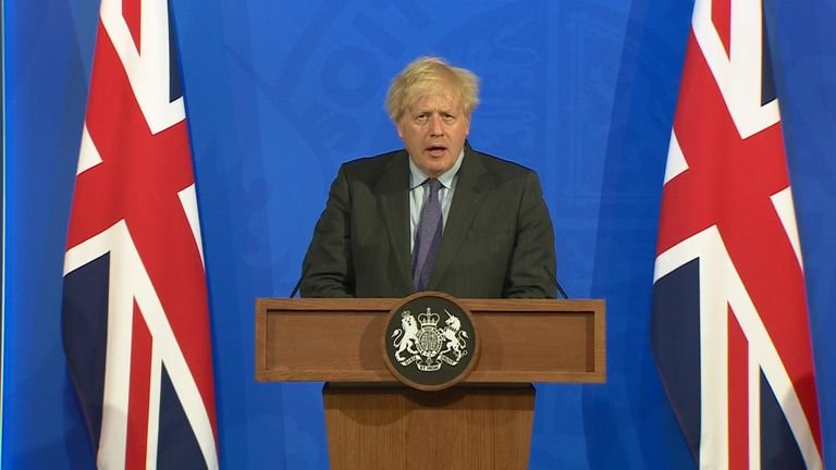 Boris Johnson addresses a press conference