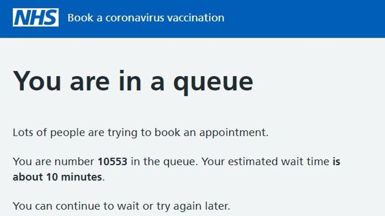The NHS vaccines website has been inundated with booking attempts