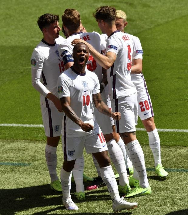 Argus: Raheem Sterling scored the goal for England.  AP photo