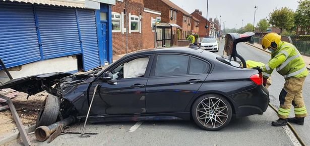 Emergency services were called to Glam Hair and Beauty after a car crashed outside the store