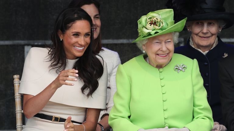 The Queen and Duchess of Sussex at an event in Widnes, Cheshire in June 2018