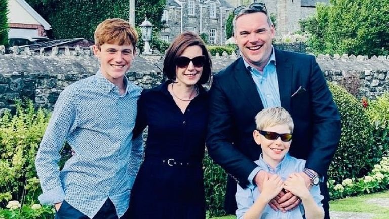 Mathew O'Toole with his wife Georgina and their two children