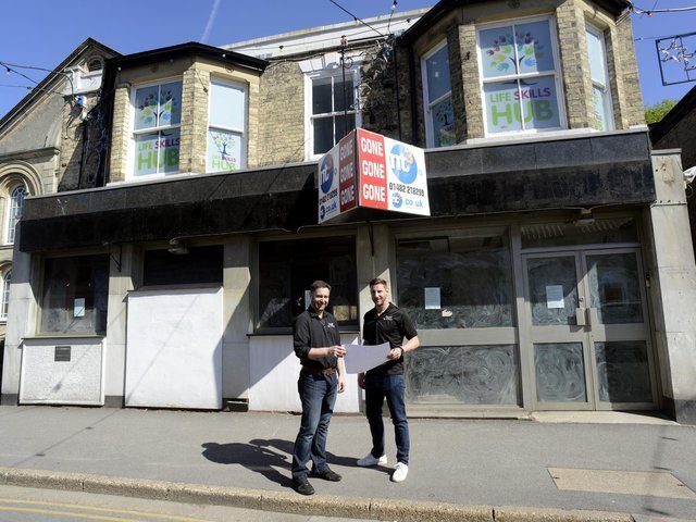 Simon Leahy (left) and Chris Leahy outside the old NatWest Bank in Cottingham, which they plan to turn into Raph's Bar and Grill.