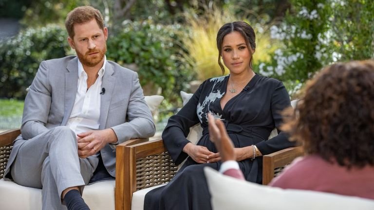 Harry and Meghan's interview with Oprah Winfrey airs on Sunday Pic: CBS