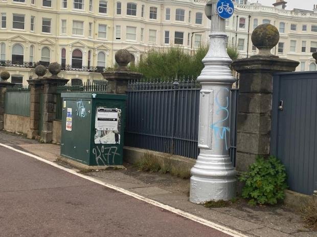 L'Argus: lampposts on the Hove seafront were sprayed with graffiti