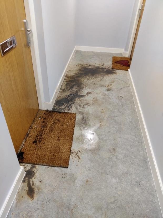 Times series: The apartment floor looks burnt (Photo: SWNS)
