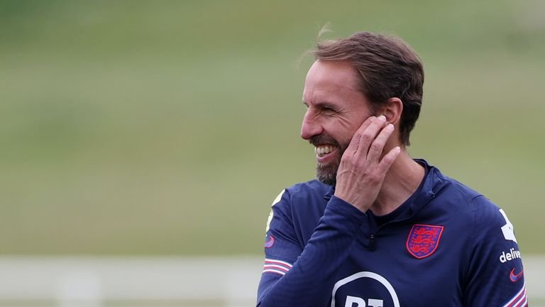Manager Gareth Southgate was in a good mood ahead of the game
