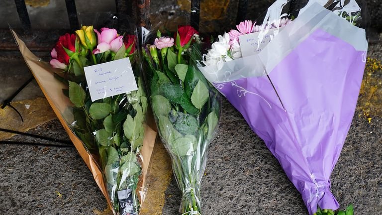 Flowers have left near the scene in Lambeth, south London, where a 16-year-old boy died after being stabbed on Monday evening.  Photo date: Tuesday, July 6, 2021.