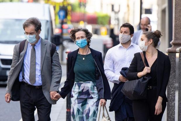 Times Series: Jeremy Everard (left), father of Sarah Everard, outside the Old Bailey in central London with other family members