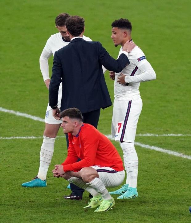 Times Series: England manager Gareth Southgate consoles players (Mike Egerton / PA)