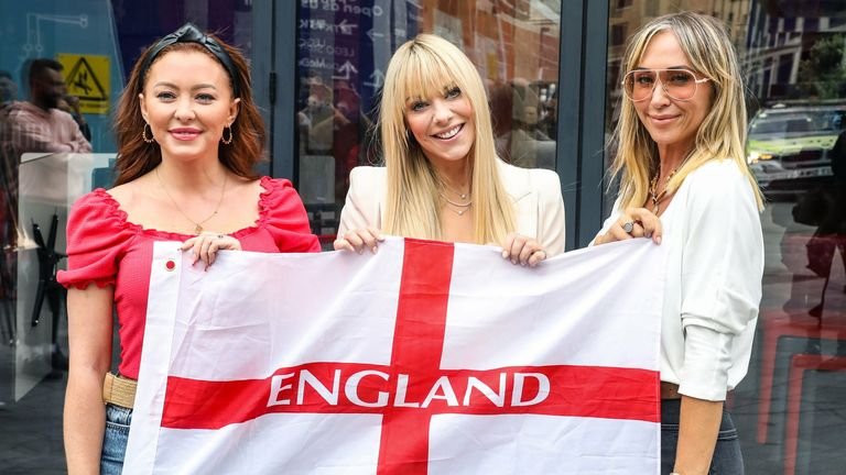 Atomic Kitten - Natasha Hamilton, Liz McClarnon and Jenny Frost - released a reworked version of their 2000 hit Whole Again to celebrate Gareth Southgate and the England squad.  Photo: Brett Cove / SOPA Images / Shutterstock
