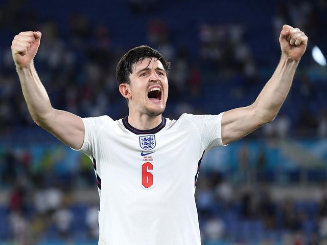 HARRY MAGUIRE: Scored England's second goal in the game against Ukraine.  Image: Getty Images.