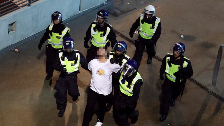 Police arrest fan outside Wembley