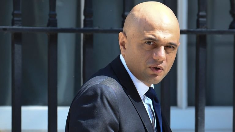 Sajid Javid pictured leaving Number 10 on Friday.  Photo: @PoliticalPics 