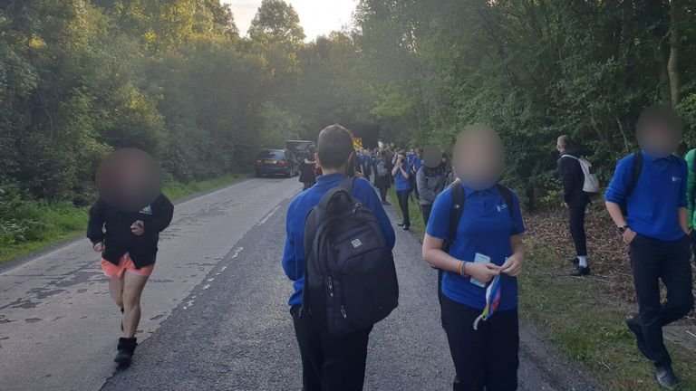 School children after bus crash in Winchester
