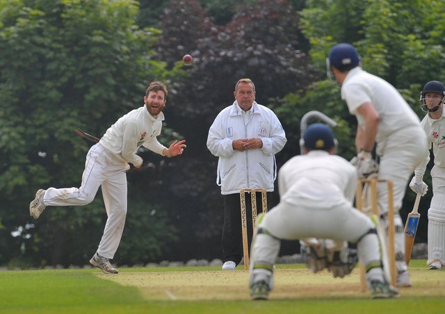 Stephen Brown, who took two wickets in Otley's victory over Air Wharfe Division 1 rivals Rawdon.  Image: Steve Riding.