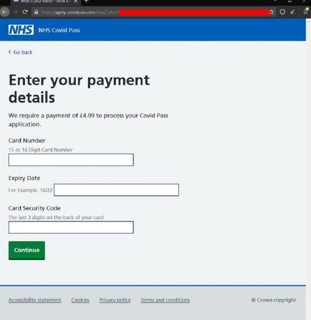 Times Series: The scam website was designed to look like an official NHS page (Malwarebytes)