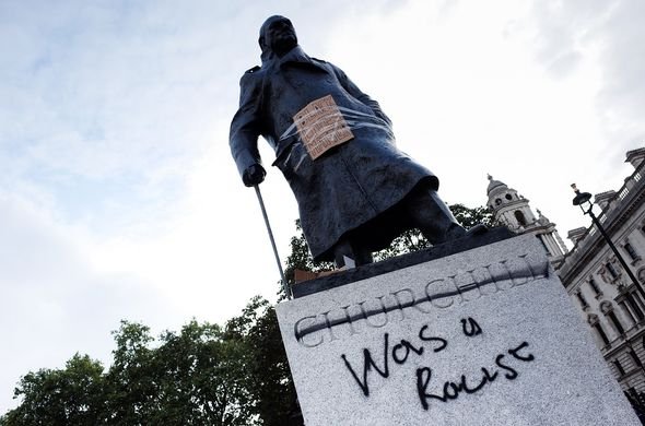 The statue of Winston Churchill vandalized