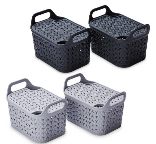 Times Series: Pack of 2 Strata Lidded Baskets.  (Aldi)