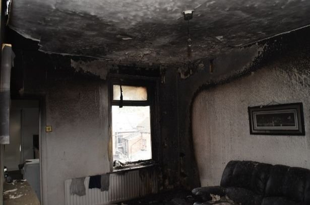 Damage caused by arsonist Mark Elliot to an upstairs flat in Broughton Road, South Shields