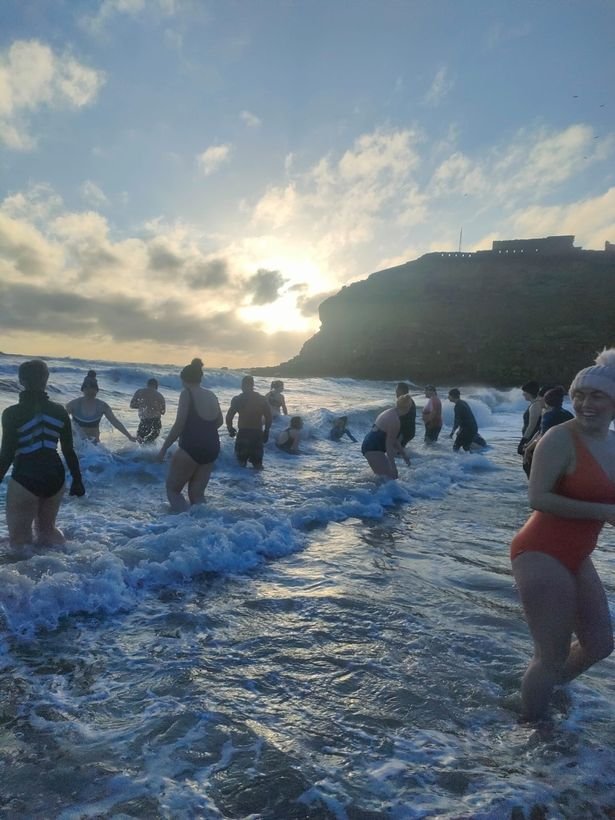 This morning's dip was a warm-up event for Tuesday's International Women's Day event
