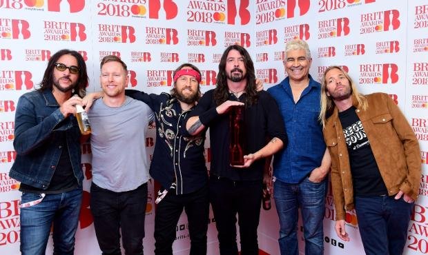 Times Series: Foo Fighters with their award for Best International Group at the 2018 Brit Awards (PA)
