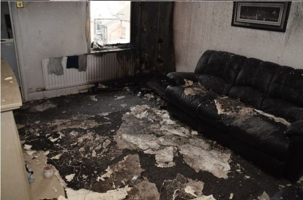Damage caused by arsonist Mark Elliot to upstairs apartment