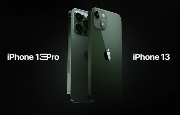 Times Series: iPhone 13 Pro and 13 in green.  Credit: Apple