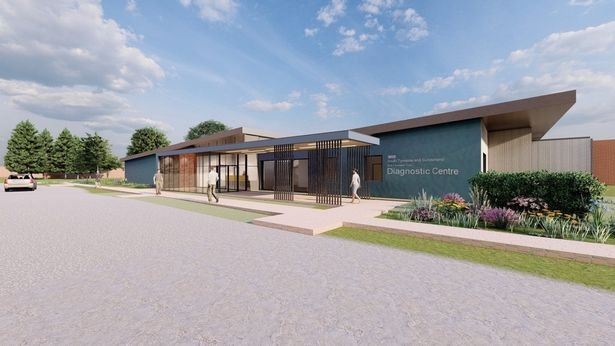 An artist's impression of what the new diagnostic center at South Tyneside District Hospital will look like